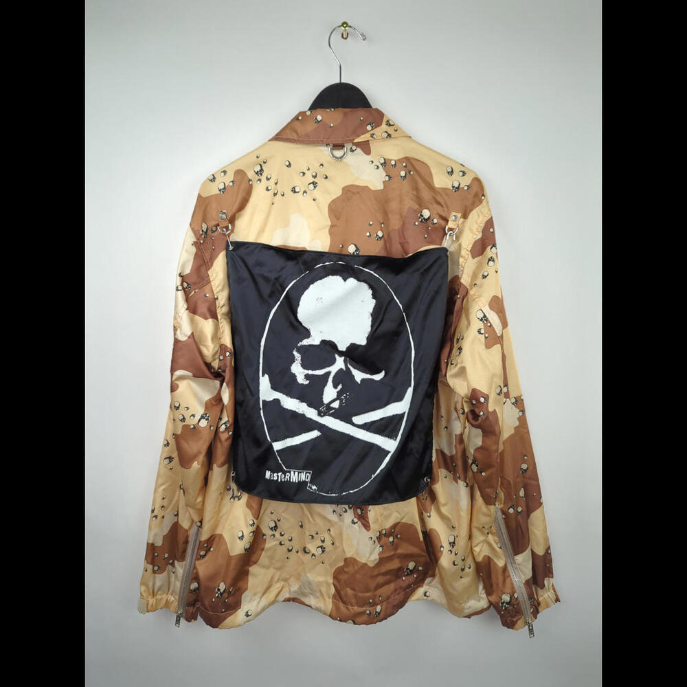 RARE MASTERMIND JAPAN Mens Sz L Coach's Jacket w/ Skull Flag Patch Motif